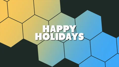 Festive hexagonal pattern with Happy Holidays in vibrant colors Stock Footage 285379634
