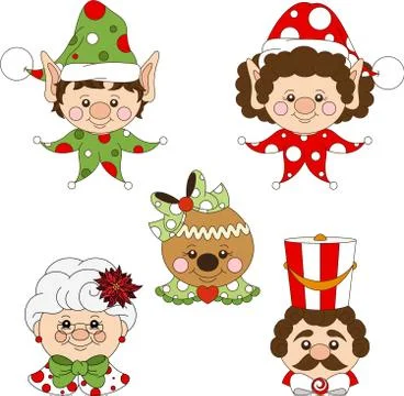 Festive Holiday Characters Set vector image Illustrazione stock