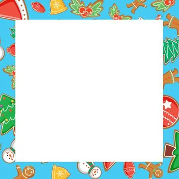 Festive Holiday Gingerbread Cookie Frame with Central White Copy Space Stock Illustration
