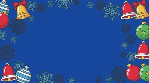 Festive holiday pattern with Christmas bells baubles and snowflakes for sea.. Stock Footage 319387684