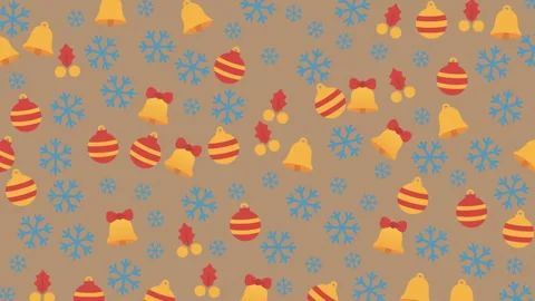 Festive holiday pattern with christmas bells snowflakes and baubles Stock Footage 319388969