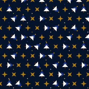 Festive holiday seamless pattern design featuring trees and stars graphic b.. Stock Illustration
