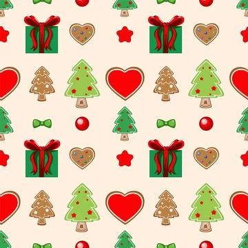Festive Holiday Seamless Pattern Stock Illustration