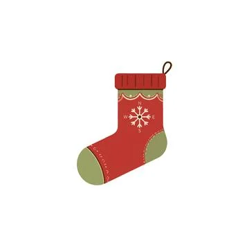 Festive holiday stocking displaying a snowflake design evokes the magic of .. Stock Illustration