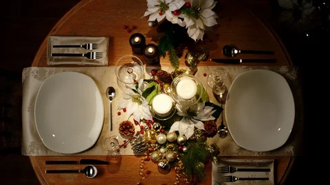 Festive Holiday Table for Two Stock Footage 120459506