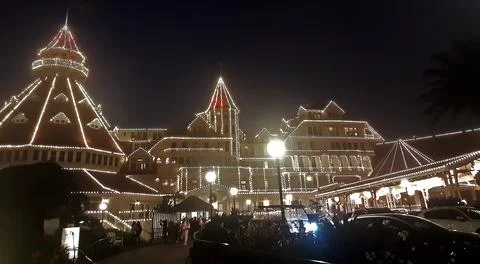 Festive illumination at night in Coronado. Stock Photos