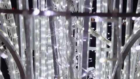 Festive illumination using ice lamps at night. Stock Footage 269692511