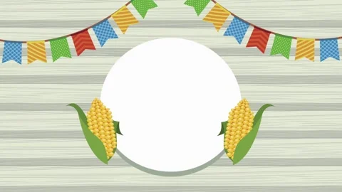 Festive junina party invitation background featuring decorative bunting fla.. 動画素材 338421822