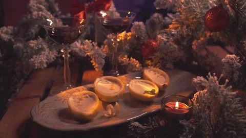 Festive Lemon Posset on Serving Platter. Dolly In shot Stock Footage 322988148