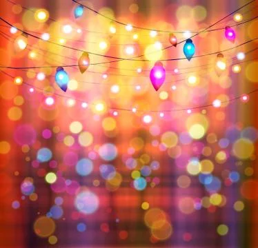 Festive light background with bokeh and stars Stock Illustration