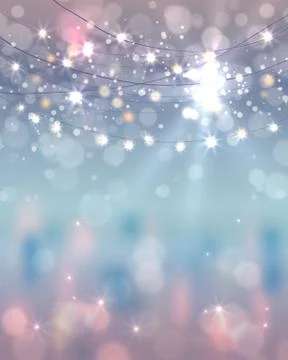 Festive light background with bokeh and stars Illustrazione stock