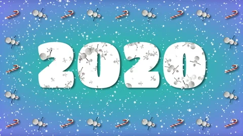 Festive Loop with "2020" Text. Snowman and Candy Cane Frame. 스톡 동영상 116444570