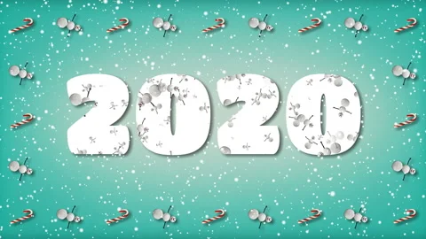 Festive Loop with "2020" Text. Snowman and Candy Cane Frame. 스톡 동영상 116450145