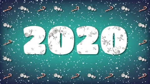 Festive Loop with "2020" Text. Snowman and Candy Cane Frame. Stock Footage 116450448