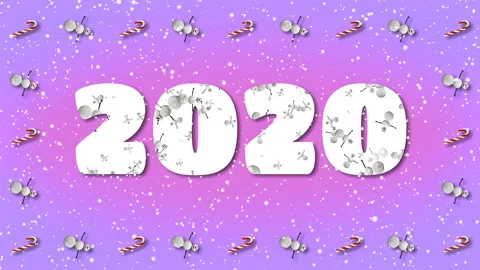 Festive Loop with "2020" Text. Snowman and Candy Cane Frame. Stock Footage 116452674