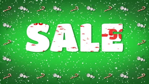 Festive Loop with Text "SALE". Snowman and Candy Cane Frame. Vídeo Stock 116010969