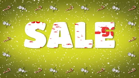 Festive Loop with Text "SALE". Snowman and Candy Cane Frame. Stock Footage 116012182
