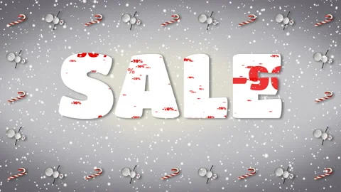 Festive Loop with Text "SALE". Snowman and Candy Cane Frame. Stock Footage 116058557