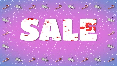 Festive Loop with Text "SALE". Snowman and Candy Cane Frame. 스톡 동영상 116131011