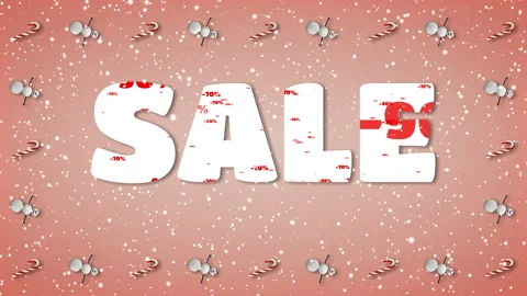 Festive Loop with Text "SALE". Snowman and Candy Cane Frame. Stock Footage 116132772