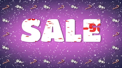 Festive Loop with Text "SALE". Snowman and Candy Cane Frame. Stock Footage 116133034
