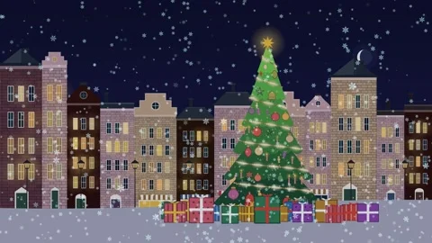 Festive loopable Christmas time-lapse animation, a decorated Xmas tree and Stock Footage 339050967
