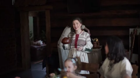 Festive meal. Easter table setting. Cakes. Pancake. Easter. Beautiful table. Eas Stock Footage 64816573