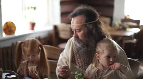 Festive meal. Easter table setting. Cakes. Pancake. Easter. Beautiful table. Eas Stock Footage 64816600