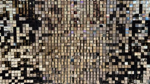 Festive metal square abstract looping background of geometric tiles Stock Footage 324299381