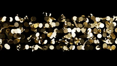 Festive metallic particles sparkling during celebration against a dark backdr 스톡 동영상 342132815