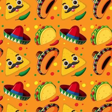 Festive Mexican Food Pattern イラスト素材