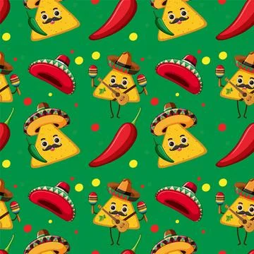 Festive Mexican Food Pattern Illustrazione stock