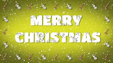 Festive Motion with "Merry Christmas" Text. Snowman and Candy Cane Frame.  Stock Footage 114852237