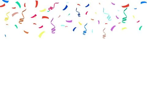 Festive multi-colored confetti. Serpentine spins on a transparent background. Stock Illustration
