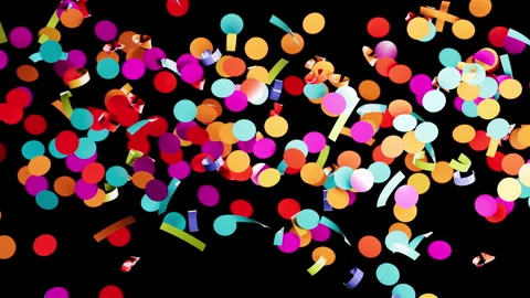 Festive multicolored paper particles floating during a celebration event Видео 340971168