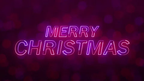Festive neon blue arches form a tunnel with merry christmas text animation loop Stock Footage 345917877