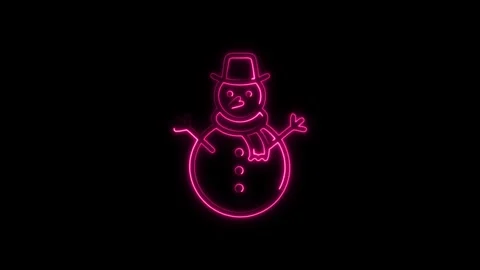 Festive neon snowman glows invitingly, perfect for holiday greetings and winter Stock Footage 321385997