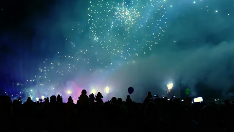 Festive night salute. Video stock 106834324
