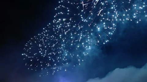Festive night salute. Stock Footage 106834379