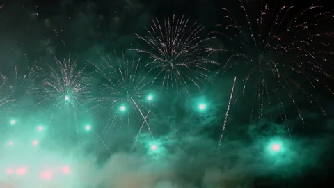Festive night salute. Video stock 106836591
