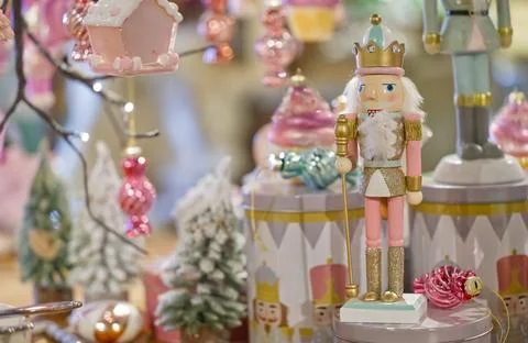 Festive Nutcracker Display for Christmas Stock Photos