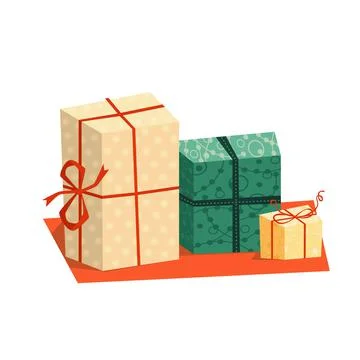 Festive ornate gift boxes vector icon isolated Stock Illustration
