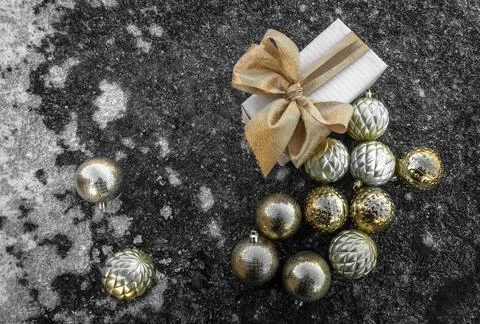 Festive packaging decorated with a bow. Foto stock