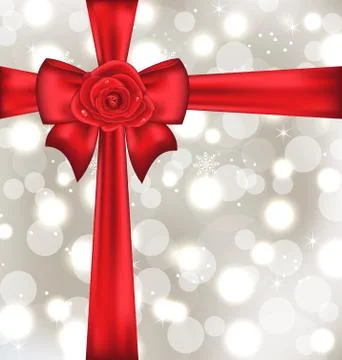 Festive packing with gift bow and rose Stock Illustration