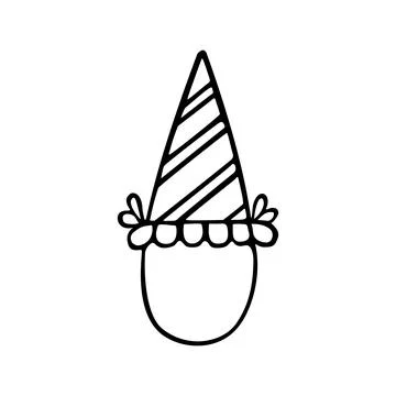Festive paper birthday hat. Element for decorating a fun party. Hand drawn li Stock Illustration