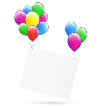 Festive paper frame hang on inflatable bright air balls isolated Stock-Illustration