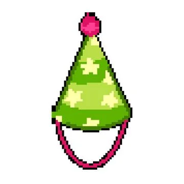 Festive party hat pixel art vector illustration Stock Illustration