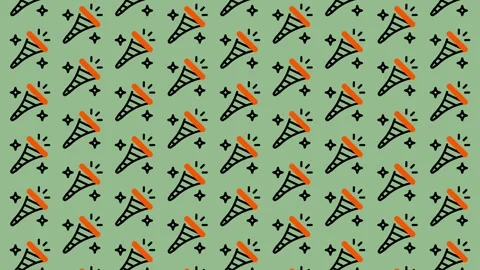 Festive Party Popper Pattern on a Light Green Background. Stock Footage 325389063