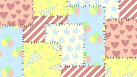 Festive patchwork background on a seamless loop Stock Footage 341617072