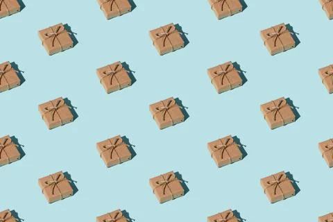 Festive pattern blue seamless background eco gift Foto stock